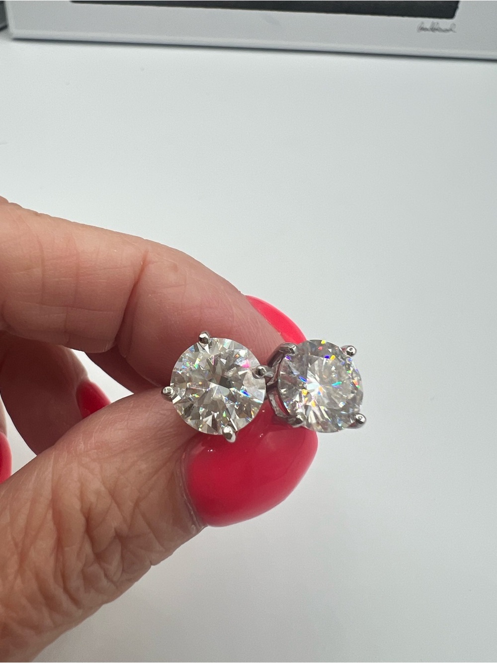 NWT 925 Sterling Silver 8.0 CTW Moissanite Round Earrings - Picture 11 of 11